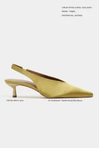 Nisantasi Shoes WILSON Green Satin Diver Material Open-Back Women Heels Shoes - Image 3