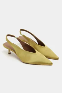 Nisantasi Shoes WILSON Green Satin Diver Material Open-Back Women Heels Shoes - Image 6