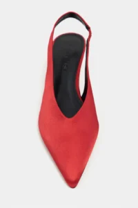 Nisantasi Shoes WILSON Red Satin Diver Material Open-Back Women Heels Shoes - Image 4