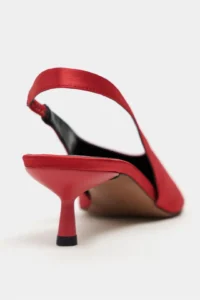 Nisantasi Shoes WILSON Red Satin Diver Material Open-Back Women Heels Shoes - Image 5