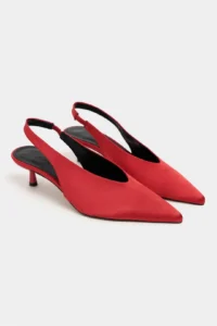 Nisantasi Shoes WILSON Red Satin Diver Material Open-Back Women Heels Shoes - Image 6
