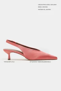 Nisantasi Shoes WILSON Salmon Satin Diver Material Open-Back Women Heels Shoes - Image 3