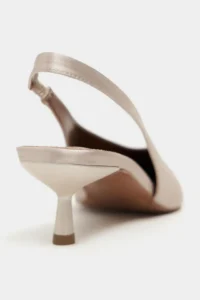 Nisantasi Shoes WILSON Sand BEIGE Satin Diver Material Open-Back Women Heels Shoes - Image 5