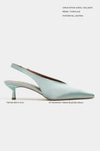 Nisantasi Shoes WILSON Turquoise Satin Diver Material Open-Back Women Heels Shoes - Image 3