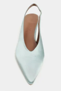 Nisantasi Shoes WILSON Turquoise Satin Diver Material Open-Back Women Heels Shoes - Image 4