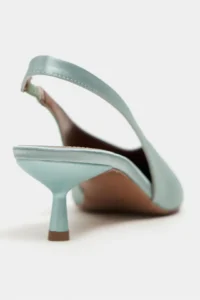 Nisantasi Shoes WILSON Turquoise Satin Diver Material Open-Back Women Heels Shoes - Image 5