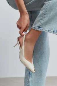 Nisantasi Shoes Aden BEIGE RUSTIC Patterned Front Light Pointed toe Women Heels Shoes - Image 8