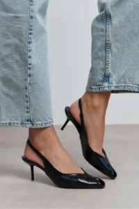 Nisantasi Shoes Aden Black RUSTIC Patterned Front Light Pointed toe Women Heels Shoes - Image 2