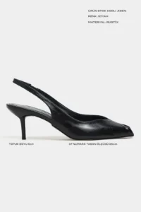 Nisantasi Shoes Aden Black RUSTIC Patterned Front Light Pointed toe Women Heels Shoes - Image 3