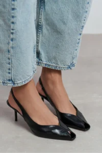 Nisantasi Shoes Aden Black RUSTIC Patterned Front Light Pointed toe Women Heels Shoes - Image 7