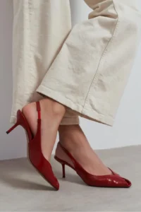 Nisantasi Shoes Aden Red RUSTIC Patterned Front Light Pointed toe Women Heels Shoes - Image 2