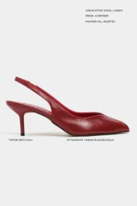 Nisantasi Shoes Aden Red RUSTIC Patterned Front Light Pointed toe Women Heels Shoes - Image 3