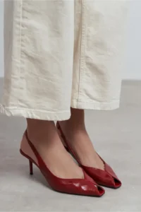 Nisantasi Shoes Aden Red RUSTIC Patterned Front Light Pointed toe Women Heels Shoes - Image 7