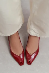 Nisantasi Shoes Aden Red RUSTIC Patterned Front Light Pointed toe Women Heels Shoes - Image 9