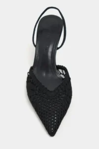 Nisantasi Shoes Norely Black Knitwear Net Embroidered Back Light Women Heels Shoes - Image 4