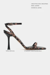 Nisantasi Shoes Megatron Leopard Satin Bilek Belt Detailed Women  Thin Heels Shoes - Image 2