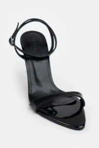 Nisantasi Shoes Sanny Black Patent  Bilek Belt Detailed Women Thin Heels Shoes - Image 3