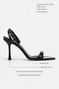 Nisantasi Shoes Sanny Black Patent  Bilek Belt Detailed Women Thin Heels Shoes - Image 5