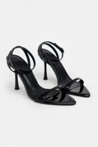 Nisantasi Shoes Sanny Black Patent  Bilek Belt Detailed Women Thin Heels Shoes - Image 7