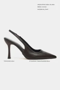 Nisantasi Shoes Elara COFFEE MATTE Slingback V Vamp Line Pointed toe Women Heels Shoes - Image 2