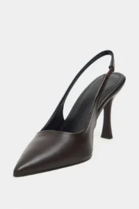 Nisantasi Shoes Elara COFFEE MATTE Slingback V Vamp Line Pointed toe Women Heels Shoes - Image 3