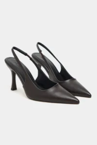 Nisantasi Shoes Elara COFFEE MATTE Slingback V Vamp Line Pointed toe Women Heels Shoes - Image 5