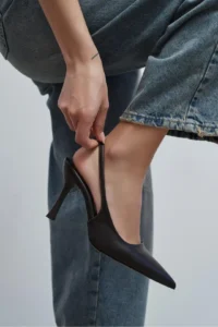 Nisantasi Shoes Elara COFFEE MATTE Slingback V Vamp Line Pointed toe Women Heels Shoes - Image 8