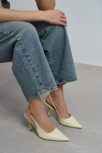 Nisantasi Shoes Elara BUTTER YELLOW MATTE Slingback V Vamp Line Pointed toe Women Heels Shoes - Image 6