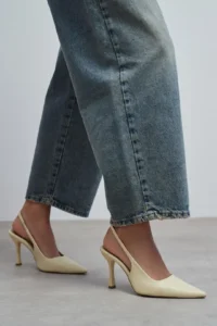 Nisantasi Shoes Elara BUTTER YELLOW MATTE Slingback V Vamp Line Pointed toe Women Heels Shoes - Image 7