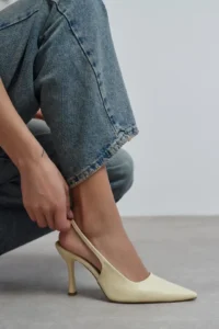 Nisantasi Shoes Elara BUTTER YELLOW MATTE Slingback V Vamp Line Pointed toe Women Heels Shoes - Image 8