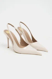 Nisantasi Shoes GLORIA Beige Patent Belt Detailed Pointed toe Women Heels Shoes - Image 4
