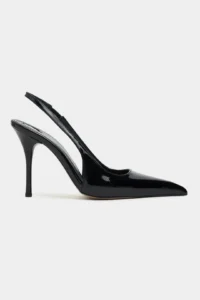 Nisantasi Shoes GLORIA Black Patent Belt Detailed Pointed toe Women Heels Shoes