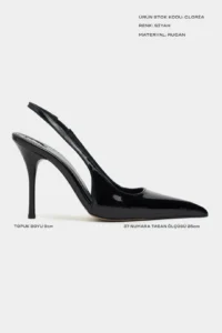 Nisantasi Shoes GLORIA Black Patent Belt Detailed Pointed toe Women Heels Shoes - Image 3