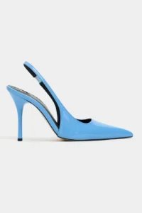 Nisantasi Shoes Gloria Blue Patent Belt Detailed Pointed toe Women Heels Shoes
