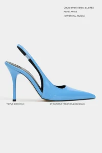Nisantasi Shoes Gloria Blue Patent Belt Detailed Pointed toe Women Heels Shoes - Image 3