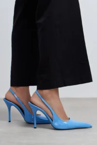 Nisantasi Shoes Gloria Blue Patent Belt Detailed Pointed toe Women Heels Shoes - Image 8