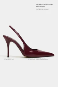 Nisantasi Shoes Gloria Burgundy Patent Belt Detailed Pointed toe Women Heels Shoes - Image 3