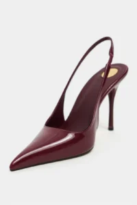 Nisantasi Shoes Gloria Burgundy Patent Belt Detailed Pointed toe Women Heels Shoes - Image 4
