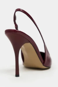 Nisantasi Shoes Gloria Burgundy Patent Belt Detailed Pointed toe Women Heels Shoes - Image 5
