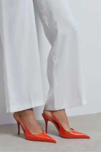 Nisantasi Shoes Gloria Orange Patent Belt Detailed Pointed toe Women Heels Shoes - Image 2