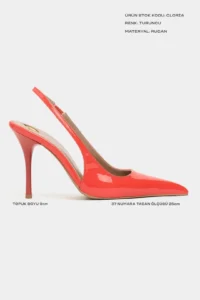 Nisantasi Shoes Gloria Orange Patent Belt Detailed Pointed toe Women Heels Shoes - Image 3