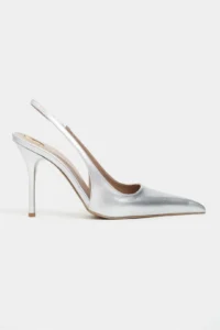 Nisantasi Shoes GLORIA Silver Patent Belt Detailed Pointed toe Women Heels Shoes