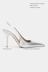 Nisantasi Shoes GLORIA Silver Patent Belt Detailed Pointed toe Women Heels Shoes - Image 2