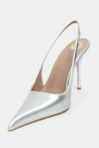 Nisantasi Shoes GLORIA Silver Patent Belt Detailed Pointed toe Women Heels Shoes - Image 3