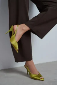 Nisantasi Shoes Roxy Light Green Satin Ankle Tied Toe Light Detailed Women Heels Shoes - Image 2