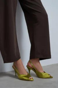 Nisantasi Shoes Roxy Light Green Satin Ankle Tied Toe Light Detailed Women Heels Shoes - Image 8