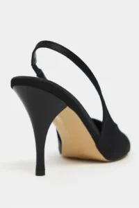 Nisantasi Shoes Roxy Black Satin Ankle Tied Toe Light Detailed Women Heels Shoes - Image 5