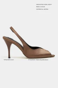 Nisantasi Shoes Roxy Brown Satin Ankle Tied Toe Light Detailed Women Heels Shoes - Image 3