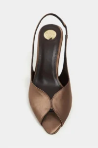 Nisantasi Shoes Roxy Brown Satin Ankle Tied Toe Light Detailed Women Heels Shoes - Image 4