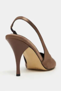 Nisantasi Shoes Roxy Brown Satin Ankle Tied Toe Light Detailed Women Heels Shoes - Image 5